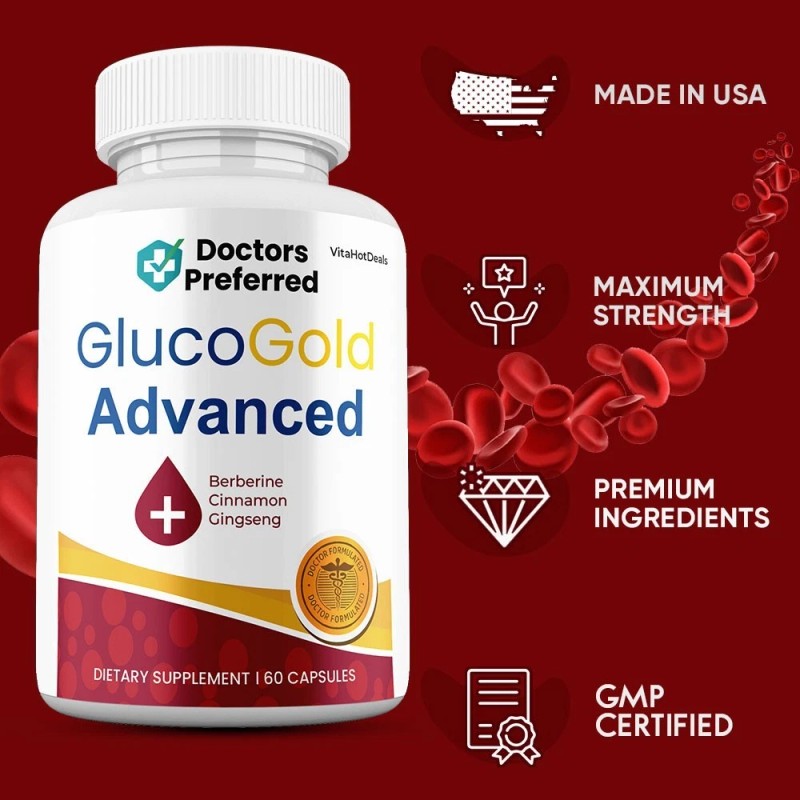 Gluco Gold Advanced Capsules, Max Strength GlucoGold Supplement (2 Pack)