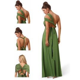 JAEDEN Bridesmaid Dresses Multiway Convertible - Long Bridesmaid Dresses Chiffon Pleat Sage Green