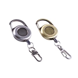 ZWxqysp 2-piece retractable retro metal badge keychain, heavy-duty badge scroll holder, suitable for outdoor activities