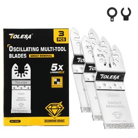 Diamond Oscillating Multi Tool Blade 3 Pcs, TOLESA Flush Cutting Multi Tool Diamond Oscillating Saw Blades for Grout Removal, Cleaning Mortar, TOLD34