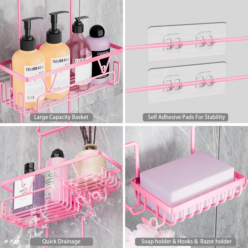 DAOYA Hanging Shower Caddy Over ShowerHead, Anti-Swing Shower Organizer For