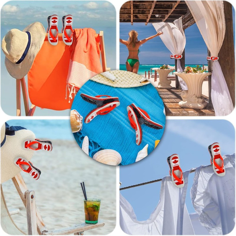 6 Pcs Beach Towel Clips for Beach Chairs, Flamingo &
