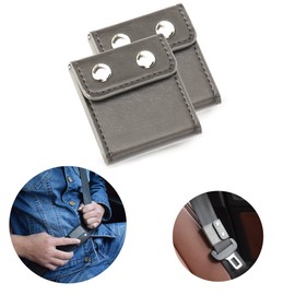 Namvo 2Pcs Seat Belt Adjuster, Universal PU Leather Car Seat Belt Adjust Shoulder Neck Strap Positioner Comfort Locking Clips Vehicle Car Seat Belt Safety Covers Grey