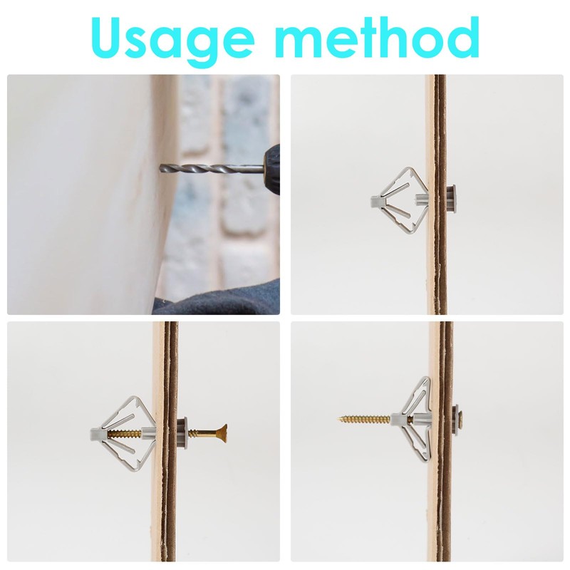 100Pcs Expanded Plasterboard Anchor Metal Drywall Anchor Kit High Strength