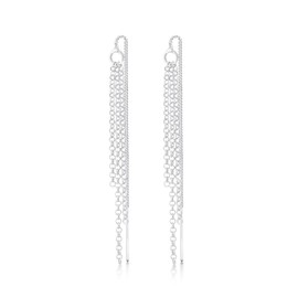 Elli Women's Earrings Chain Pull Through in 925 Sterling Silver, Sterling silver, None
