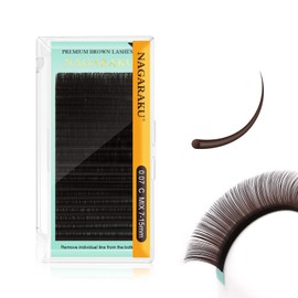 NAGARAKU NAGARAKU Dark Brown Color Eyelash Extensions 0.07mm C curl 7-15mm Mix Tray Individual Lashes Classic Faux Mink Volume 20 rows Soft Eyelash Supplies