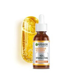 Garnier Express Aclara Serum Noche Antimanchas con 10% Vitamina C Pura para una Piel Radiante, reduce las Manchas durante la Noche, 30ml | 10% vitamin