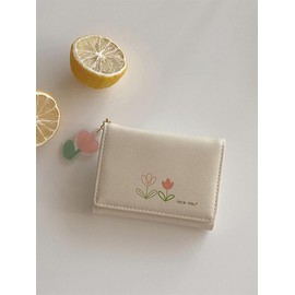 Women's Cute Floral Pattern Short Wallet with Pendant, Casual Simple Multi-card Slots Card Holder, Fashionable Wallet for Daily Use