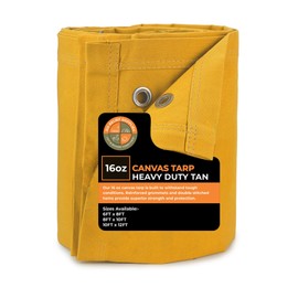 DDRS Heavy Duty Waterproof Canvas Tarp –10X12 ' 24 oz, Tan with Grommets | Durable Multipurpose Cover for Camping, Canopies, Tents, Trailers, Machinery & Equipment