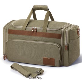SHOWKOO Duffle Bag for Travel 60L Expandable Canvas Travel Bag Durable Vintage Weekender Overnight Carry On Bag for Men(Green)