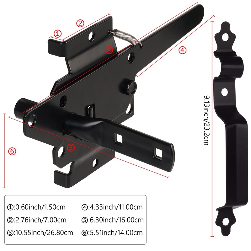 Gate Latch for Wooden Fence, Heavy Duty Self Locking Gate