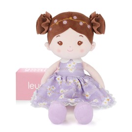 LeyaDoll Soft Baby Doll Toys (16''), My First Baby Rag Doll for 1 Year-Old Girl Birthday Gift, Christmas Plush Toys Gift for Toddler Kids Infants-Daisy-Girl-Light-Purple