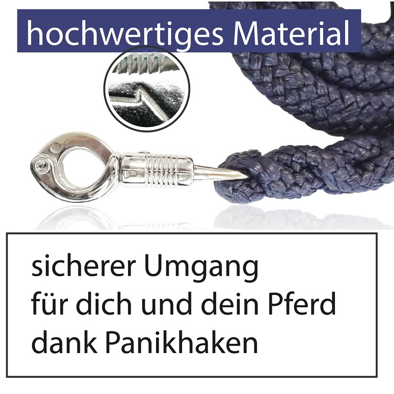 Pferdelinis Horse LEASH, 1.60 m (dark blue), with panic hook