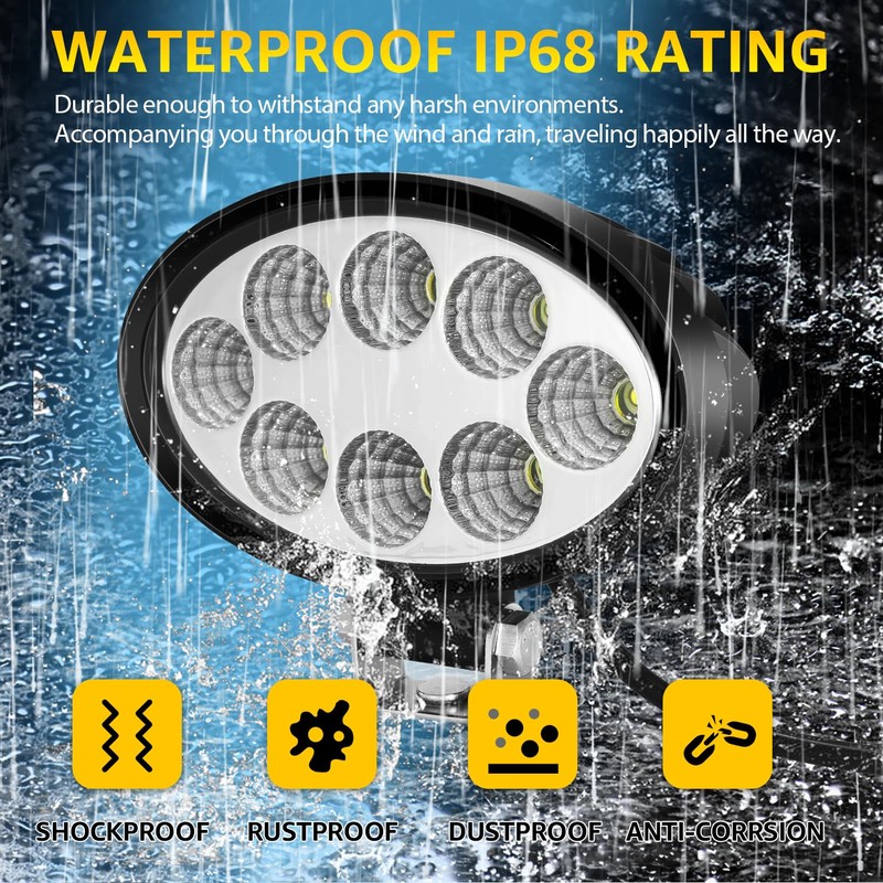 WELLIT 2 x 24 W Oval LED Work Light Headlight