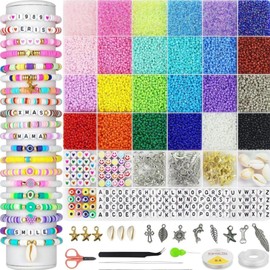 EDECOR 17000 Cuentas para Pulseras, kit para Hacer Pulseras Cuentas Pulseras, Kit de Cuentas, Letras para Pulsera Cuentas para Hacer Pulseras y Collares, Cuentas de Letras Cuentas para Bisuteria