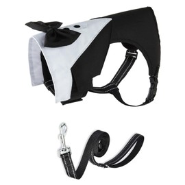 BT Bear Tuxedo Harness, Dog Harness with Leash, Formal Puppy Harness with Bow Tie for Wedding, Breathable Mesh, Tuxedo Vest for Small Medium Dogs, XL