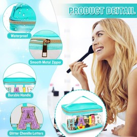 Letter Clear Makeup Bags, Preppy Patch Makeup Bag with Handle (Green, One Size)