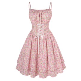 Summer Dresses for Teens Corset Sundress Renaissance Dress Sleeveless Mini Dress Colorful