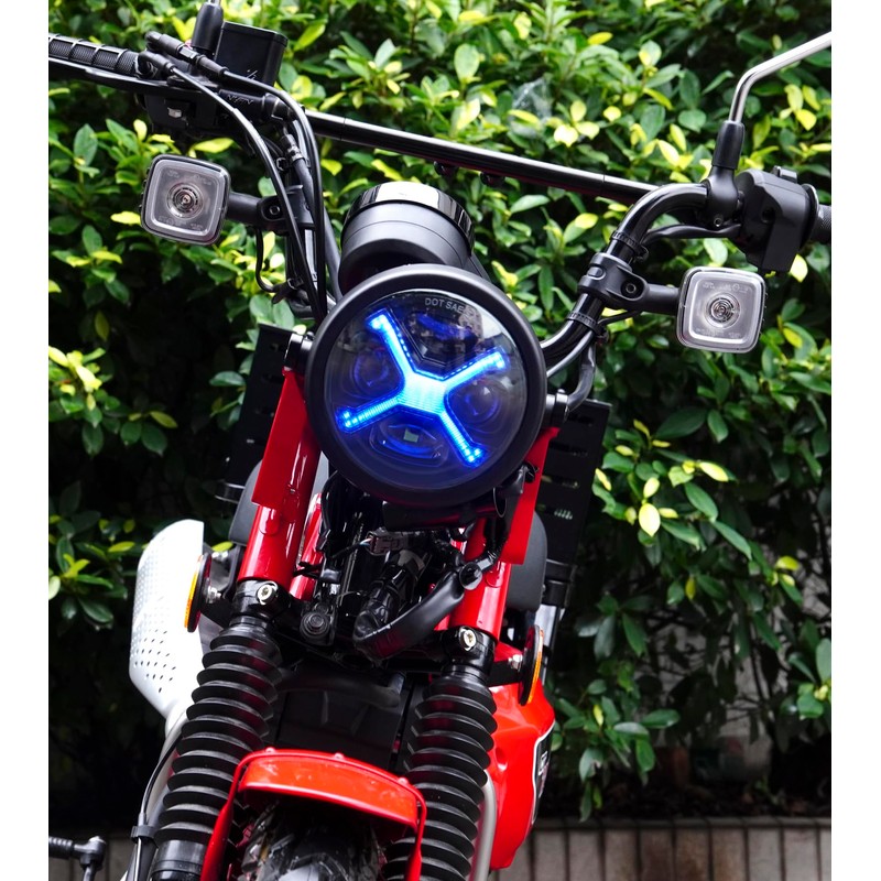 Motorcycle 5-3/4 5.75" LED Headlight with Housing Bucket Smoke X-Style