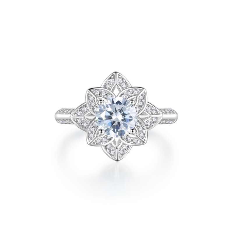 Birth Flower Ring For Women, Sterling S925 Silver April Birthstone