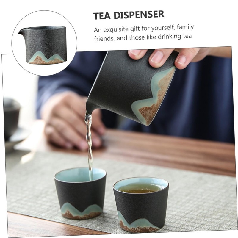 GRIRIW Japanese Style Black Pottery Tea Set Tea Pitcher Patterns