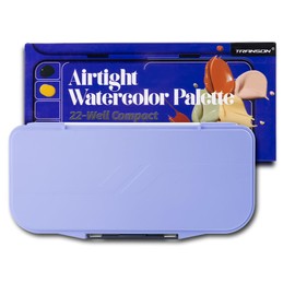 Transon Watercolor Palette Folding with Lid 18wells 2 Mixing Areas and 1 Large Mixing Tray Also for Gouache Acrylic Paint Palette Purple Color