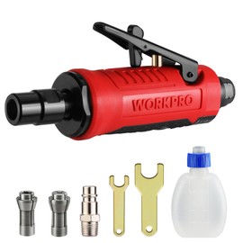 WORKPRO Compressed Air Rod Sander Straight Design Compressed Air Grinder 1/4 Inch (6.3 mm) Multifunctional Tool for Metal, Wood, Plastic, Speed: 25,000 rpm