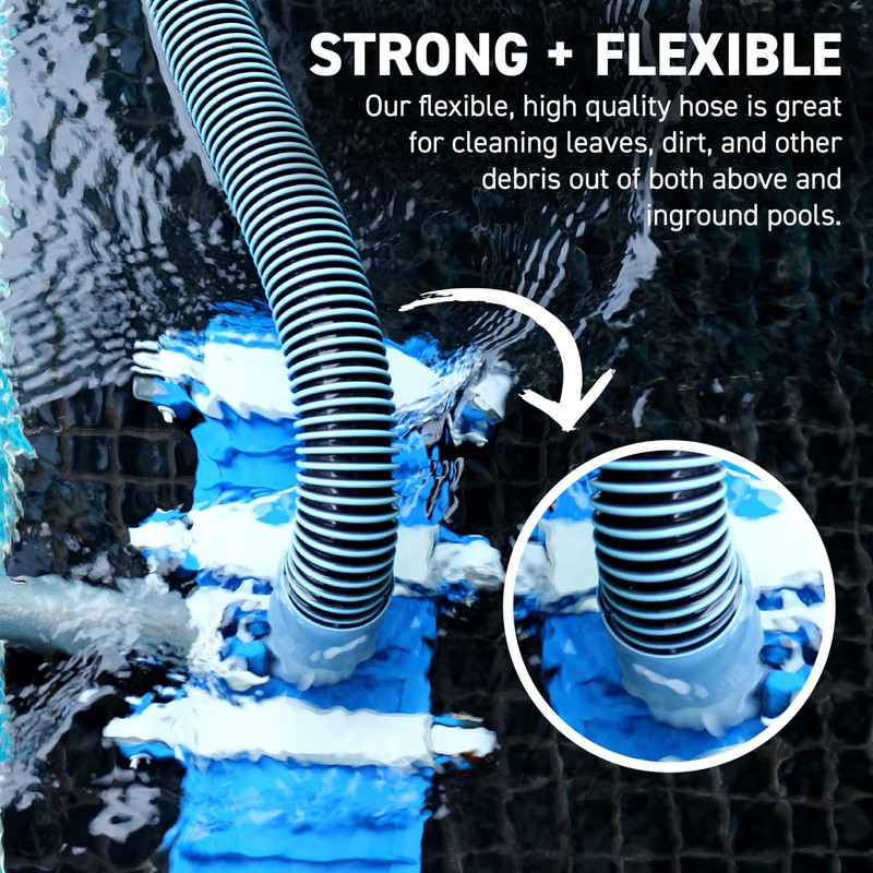 Swimming Pool Vacuum Hose 1-1/2" x 50-Ft, Swivel Cuff Kinkproof