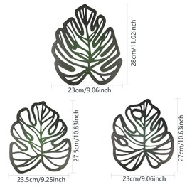 YINBEILIXU 3-Piece Green Leaf Wall Decor Set – Tropical Palm Leaves Wall Art with Hollow Design – Wooden Wall Sculptures for Home, Bedroom & Office (Primary Color)