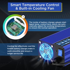KAISAL Forklift Battery Charger 24V 30A Smart 24 Volt Charger 900W Fully-Auto LCD Display Pallet Jack Battery Charger 7 Protections Trickle Charger for 24V Electric Pallet Jack & Forklift & Floor Scrubber