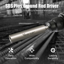 Vearter SDS Plus Ground Rod Driver for 3/4'' Grounding Rod, 40CrMo Steel Adapter Bits for All SDS-Plus Rotary Hammer Drill, Heavy Duty One-Piece Tool for Fence Installation Rebar Piling