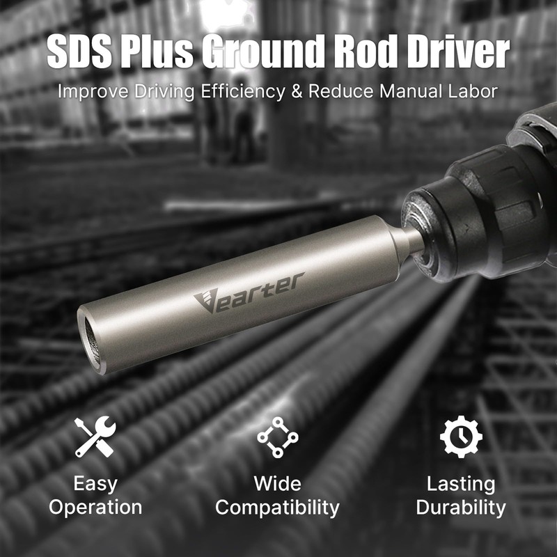Vearter SDS Plus Ground Rod Driver for 3/4'' Grounding Rod,
