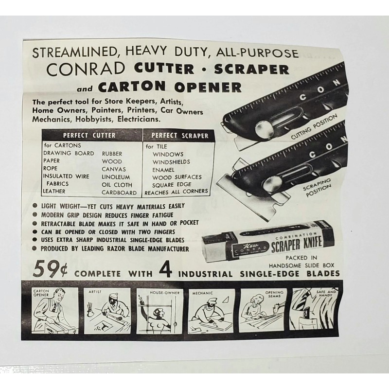 CONRAD Vintage- NOS in Box Conrad Razor Utility Combo Knife