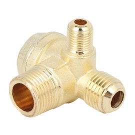 Oumefar 3-Port Air Compressor Check Valve Air Compressor Male Thread Return Valve Replacement Parts Pipe Connection Tool 3 Way Brass