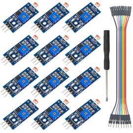 MTDELE 12Pcs Photoresistor Light Sensor 3Pin 3.3V-5V 5MM LDR LM393 Compatible with for Digital Light Detection and Analog Photosensitive Sensor Module for Arduino