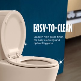 HIGHCRAFT Premium Round Toilet Seat with Adjustable Hinges & Quick Removal Mechanism - Molded Wood Toilet Seat - Fits Standard Round Toilets - Round Seat in Bone/Beige