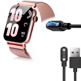 Compatible with Trendia Smart Watches Charger, 1M Magnetic Replacement Charging Compatible for Trendia TG09 1.83" Smart Watches (Black, 7.62mm Charger)