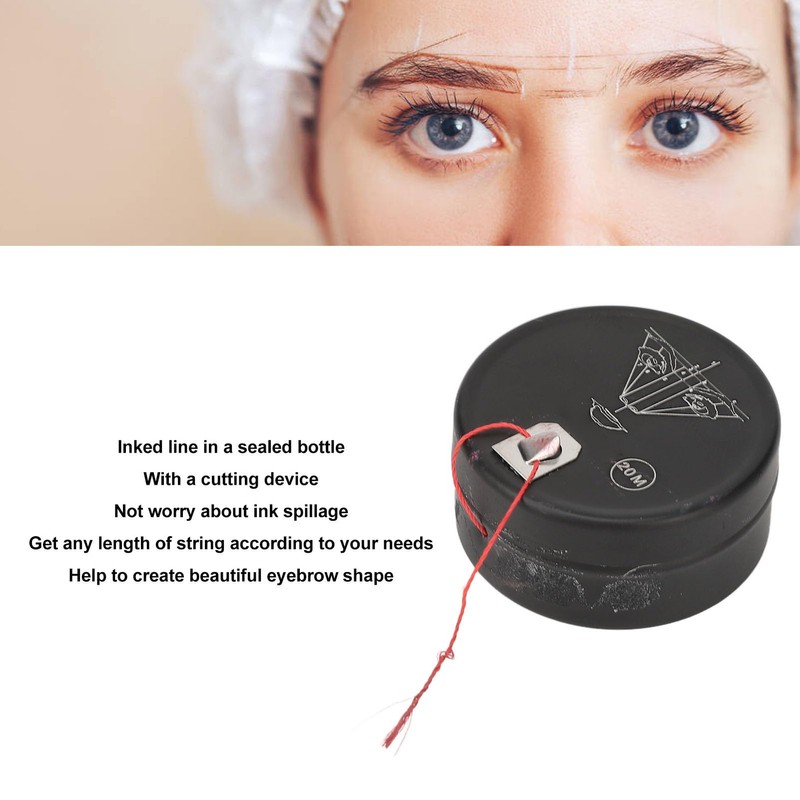 Pre-Inked Brow Mapping String, 20 M Eyebrow Mapping String, Pre-Dyed