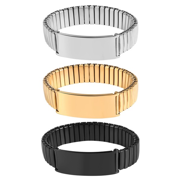 JewelryWe Personalised Elastic Bracelet Men's Stainless Steel Stretch Bracelet with