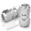 TAISHER 5PCS 304 Stainless Steel Compression Tube Pipe Fitting Connector,