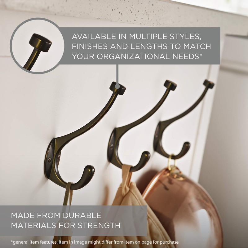 Liberty Hardware B46115Z-SN-C Double Prong Robe Hook with Ball End,