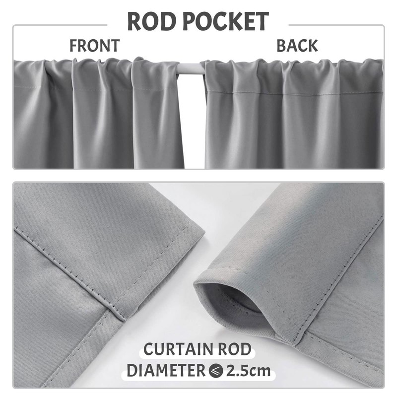 MRTREES Grey Waterproof Curtains for Bathroom Window, 2 Panels Small