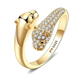 Ring for women made of silver in the shape of a shiny panther. Rings for women made of silver with silver or gold surface. Women's jewellery ideal for couples, mothers, girlfriends. Women's rings