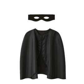 KarnevalsTeufel Superhelden Kostüm – Schwarzer Umhang & Maske für Jungen & Mädchen – Größen 98, 104/116, 128/140 (128/140)