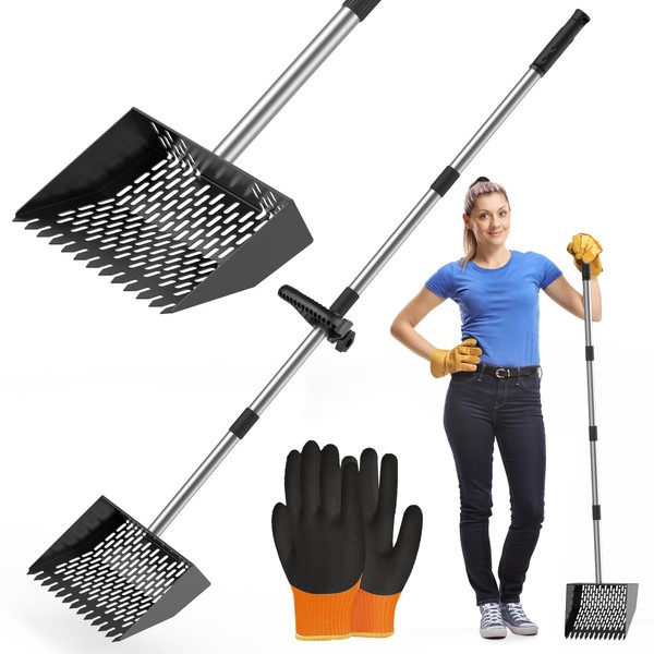 Besly Chicken Poop Scooper & Rake 2-in-1,Metal Coop Scoop 10