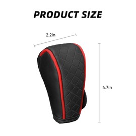 Tioollev Leather Gear Shift Cover,Durable Shift Knob Cover for Shift Lever Protection,Universal Car Gear Shift Cover Car Decorative Accessory Suitable for Cars,Trucks,SUVs (Black/Red)