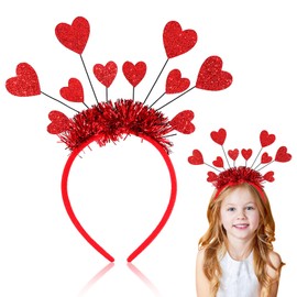ARTGUTS Heart Headband Red, Sequin Headband Hearts, Photo Props with Heart-Shaped Headband, Women's Headband, for Christmas, Valentine's Day, Weddings and Birthday Parties