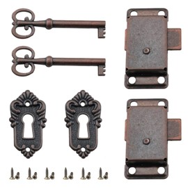 2 Pcs Wardrobe Lock, Cabinet Lock, Cabinet Locks with Key Classic Retro Design Easy Installation Vintage Style Antique Cabinet Door Locks for Cabinets/Drawers/Boxes/Wardrobes