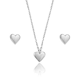 LillyMarie Ladies Silver 925 Sterling Silver Heart Pendant Adjustable Length Satin Pouch Gift for Women, Satin, Crystal