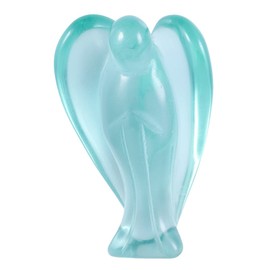 KYEYGWO Angel Gemstone Crystal Guardian Angel Statues, Pocket Angel Peace Angel Lucky Charm Reiki Fengshui Desk Ornaments 2.75" Glass